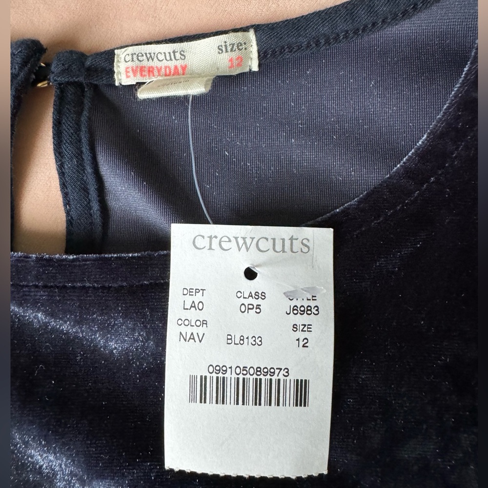 NWT Crewcuts Velvet Navy Top Style j6983